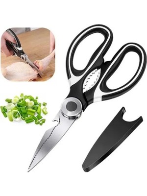 Mikasso Paslanmaz Çelik Ultra Keskinleştirilmiş Mutfak Makası Çok Amaçlı Balık Et Sebze Makası Paslanmaz Çel