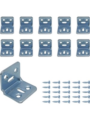 Mikasso 10 Ad. L Demir Gönye Köşebent 30X25X25MM - Mobilya Dolap Raf Masa Köşe Bağlantı Birleştirme Aparatı