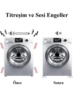 Mikasso 4'lü Set Çamaşır Makinesi Sabitleyici Titreşim Engelleyici Makine Yükseltici M-541 Gri