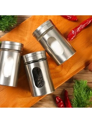 Mikasso Metal Kaplamalı Cam Tuzluk Biberlik Baharatlık Metal