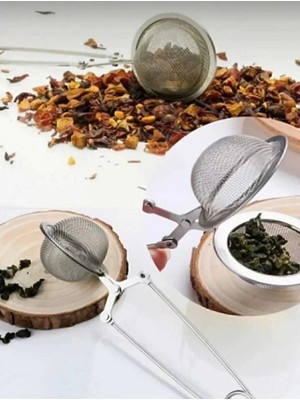 Mikasso Servis Mandallı Bitki Çayı Süzgeci Çay Kahve Demleme Demlik Çay Süzgeci Çelik Malzemesi Çelik