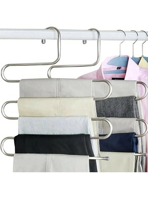 Mikasso 2 Adet 5 Katlı Metal Pantolon Eşarp Askısı Metal Beyaz Tr