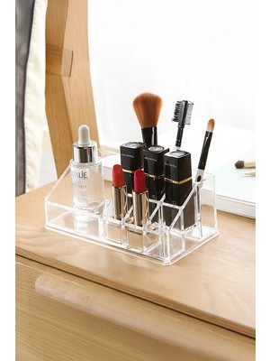 Mikasso 9 Bölmeli Makyaj Ruj Rimel Organizer Kozmetik Ürün Düzenleyici - Şeffaf Plastik Şeffaf Tr