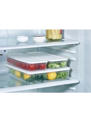 Mikasso Maya 3'lü Saklama Kabı 1 Büyük 2 Küçük Boy (2,5 Lt + 1 Lt + 1lt) Plastik Beyaz