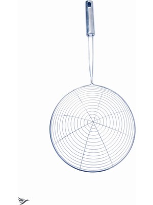 Mikasso Çelik Lüx Paslanmaz Kızartma Kevgiri, Yağ Süzgeci, Çelik Tel Kepçe Paslanmaz Çelik Gri