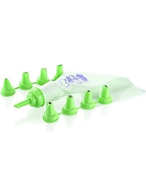 Mikasso Krema Sıkma Torbası 8 Adet Dekor Ucu Pasta Kek Kurabiye Için Süsleme Aparatı Kolay Temizleme Plastik