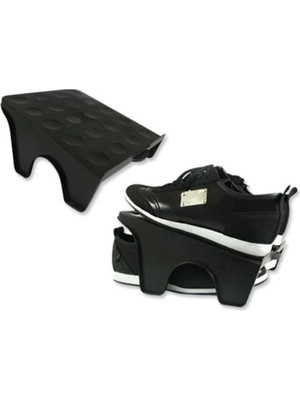 Mikasso Dolap Içi Ayakkabı Rampası Ayakkabılık Plastik Düzenleyici Plastik Siyah