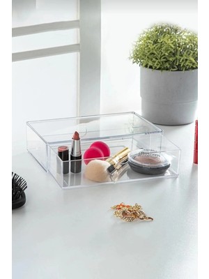 Mikasso Şeffaf Çekmece Makyaj Takı Organizeri Düzenleyici 10×18×4 cm Plastik Şeffaf Tr