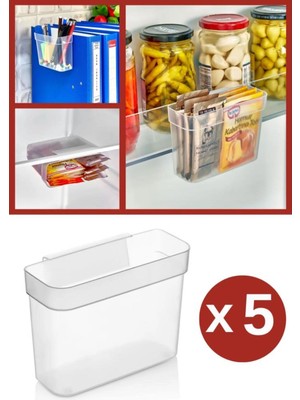 Mikasso 5 Adet Asılabilir Buzdolabı Düzenleyici, Çok Amaçlı Mini Kutu, Dolap Içi Organizer 5’li Set Plastik