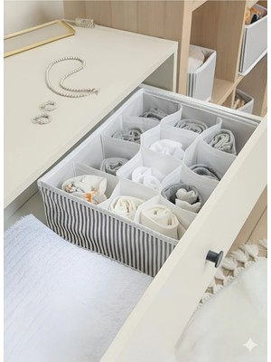 Mikasso 12 Bölmeli Çekmece Düzenleyici Organizer | Çok Amaçlı Gardırop Içi Çorap, Iç Çamaşırı, Takı Kutusu K