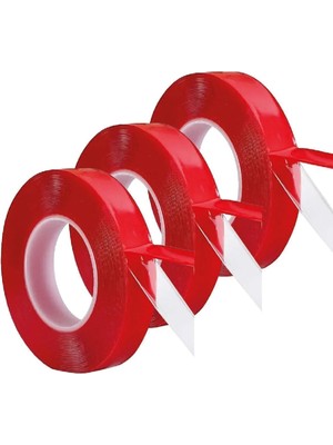 Mikasso Silikonlu Çift Taraflı Montaj Bandı 18MM x 2mt 18*2 ( 3 Adet ) Şeffaf