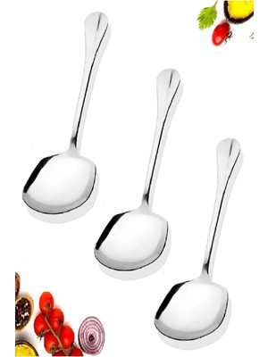 Mikasso Servis Kaşığı Paslanmaz Çelik Salata Pasta Kaşığı 3 Lü Servis Kaşık Paslanmaz Çelik Metalik