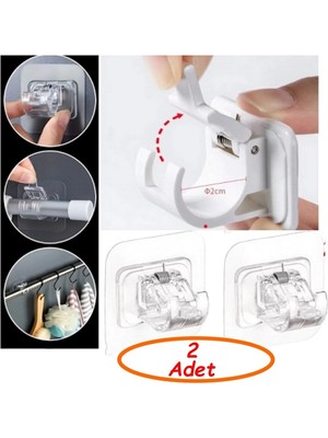 Mikasso 2 Adet 2cm Yaylı Boru Tutucu ve Kablo Düzenleyici Halka Kendinden Yapışkanlı Askı Tutucu Yaylı Kanca