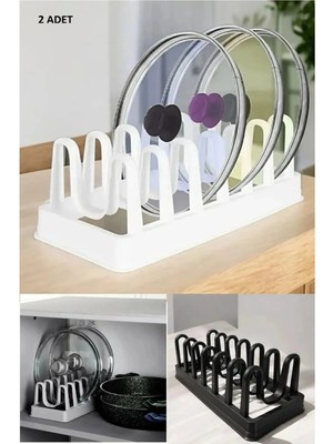 Mikasso 2 Adet 6 Bölmeli Lüks Plastik Tabaklık Kurutmalık Tencere Kapaklık Tabak Organizer Düzenleyici Plast