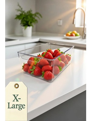 Mikasso Buzdolabı Organizeri x Large Boy Şeffaf Saklama Kutusu Dolap Içi Geniş Hacimli Organizer Plastik Tr