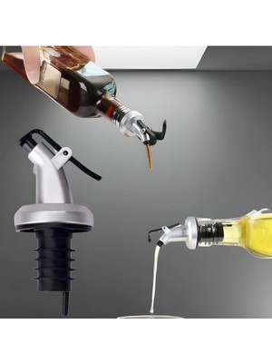 Mikasso 2 Adet Kapaklı Şişe Ucu Servis Aparatı Yağlık Sirkelik Damlalık Yağdanlık Tıpa Tapa Mantar Gri