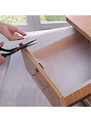 Mikasso Şeffaf Eva Kaymaz Raf Örtüsü 45X10MT, Dayanıklı ve Pratik Kullanım Sağlar. Plastik Gri Tr