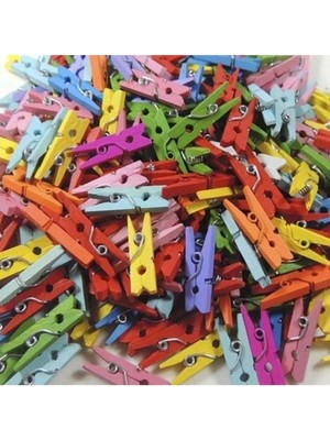 Mikasso 100 Adet Mini Ahşap Renkli Mandal. Ölçüsü : 2.4 mm - 4 mm 2