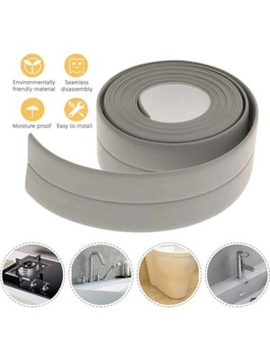 Mikasso 3.2 Metre Gri Su Sızdırmaz Bant Kenar Mutfak Banyo Duvar Küvet Lavabo Bandı Gri