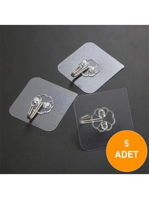 Mikasso Yapışkanlı Metal Kancalı Duvar Askısı 5'li Banyo Mutfak Kapı Arkası Askılık Banyo Düzenleyici Plasti