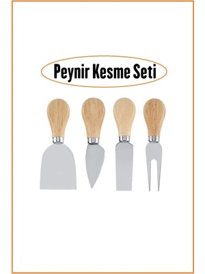 Mikasso 4 Parça Peynir Kesme Bıçağı, Paslanmaz Çelik Peynir Bıçağı Seti, Kek Tatlı Peynir Salata Seti Paslan