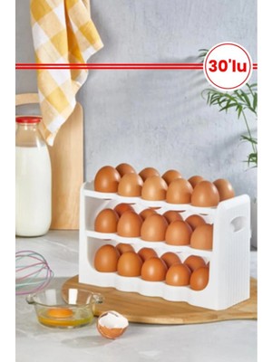 Mikasso 30’lu Yumurta Organizer, 30 Bölmeli 3 Katlı Yumurtalık Buzdolabı Raf Düzenleyici Kutu Plastik 20 x 2