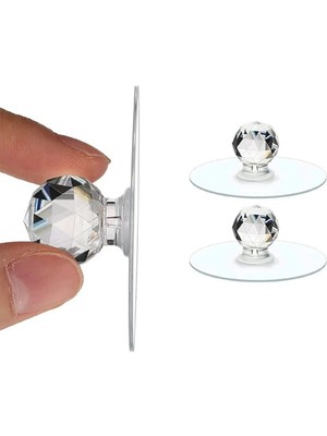 Mikasso Şeffaf Kristal Başlıklı 2'li Yapışkanlı Kulp Dolap Çekmece Kulp Tutacak Askı El Işçiliği Şeffaf Um