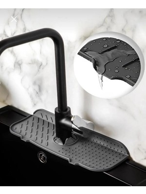 Mikasso Elastik Musluk Mat Su Tutucu Düzenleyici Silikon Kaydırmaz Mutfak Banyo Lavabo Tezgah Üstü Matı Plas