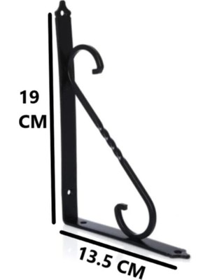 Mikasso Renk Seçenekli Siyah 19X13.5 Ferforje Raf Altı Metal L Ayak Siyah