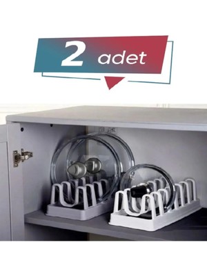 Mikasso 2 Adet Tencere Kapağı Organizeri - 6 Bölmeli Tencere Kapak Dolap Içi Düzenleyici Kapak Düzenleyicisi