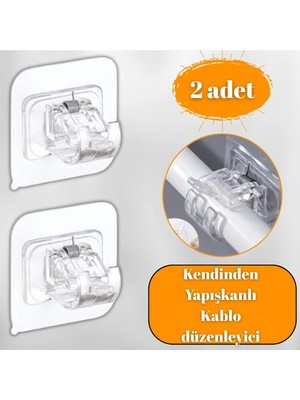Mikasso Kabelring 2 Adet, Yaylı, Perde Çubuğu, Boru Askısı ve Kablo Düzenleyici, Kendinden Yapışkanlı Plasti