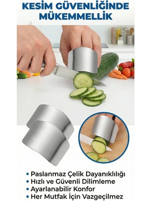 Mikasso Paslanmaz Çelik Mutfak Parmak Koruyucu - Ayarlanabilir Güvenli Kesim ve Doğrama Aparatı Gri
