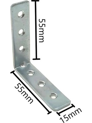Mikasso 10 Ad. L Demir Gönye Köşebent 15X55X55MM - Mobilya Dolap Raf Masa Çekmece Köşe Sabitleme Birleştirme