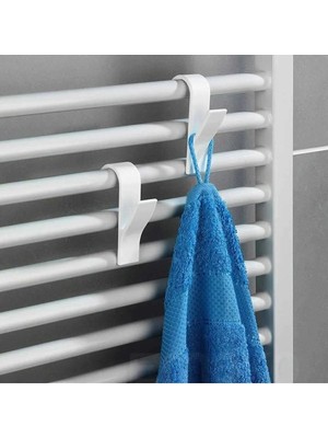 Mikasso 4 Adet Havlupan ve Duşakabin Havlu Bornoz Askısı Beyaz