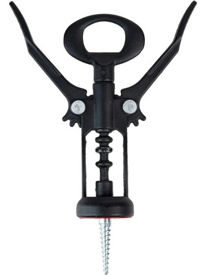 Mikasso Mat Siyah Tirbüşon - Şişe Mantar Kapak Açma Aleti Siyah Paslanmaz Tirbüşön