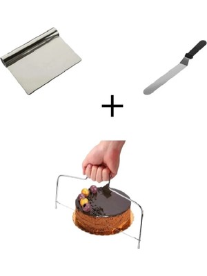 Mikasso Pasta Sıvama Spatulası Çelik Spatula Hamur Kazıyıcı 3 Lü Set Bhl Çelik Gri