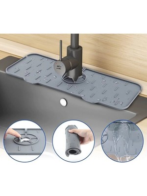 Mikasso Düzenleyici Kaydırmaz Taban Organizer Mutfak Banyo Lavabo Silikon Gri