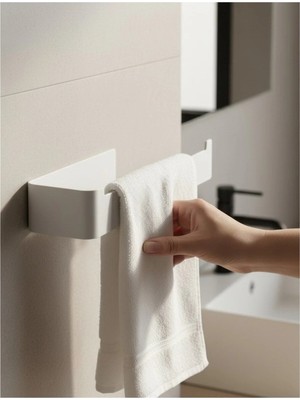 Form Design Minimalist Metal Havluluk & Kağıt Havlu Askılığı – Siyah / Beyaz Mutfak Yapışkanlı Peçetelik