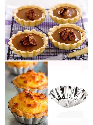Mikasso 6 Adet Paslanmaz Mini Kek Kalıbı, Cupcake, Tart, Tartolet, Brownie, Topkek, Muffin Kalıbı Metal Kahv