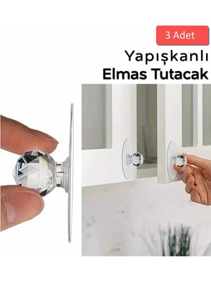 Mikasso Kendinden Yapışkanlı Çekmece & Dolap Düğmesi – Çok Amaçlı Dolap Kapı Tutucu, 3’lü Set Plastik Beyaz