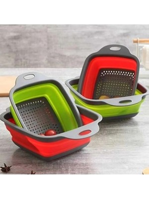 Mikasso (1 Adet) Ayarlanabilir Akordiyon Katlanır Kare Süzgeç Katlanabilir Plastik 1 Parça Plastik