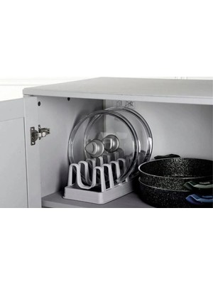 Mikasso 6 Bölmeli Dolap Içi Tencere Kapak Düzenleyici Plastik Çok Renkli Cn