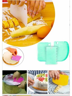 Mikasso Hamur ve Krema Kazıyıcı 3'lü Pratik Pasta Krema Dağıtıcı Set Plastik