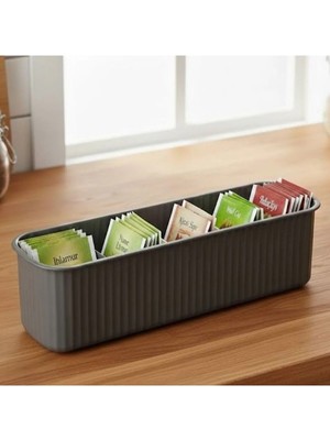 Mikasso 5 Bölmeli Dolap Içi Düzenleyici Çay, Tatlı, Paket Düzenleyici Çok Amaçlı Düzenleyici 1 Adet Gri Plas