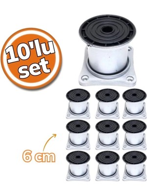Mikasso Plastik Ayak Mat Krom Kare Tabla 6cm 10'lu Set Çok Renkli