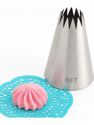 Mikasso Krema Sıkma Torbası Ucu Paslanmaz Çelik 8ft Büyük Boy, Krema Duyu, Şanti Torbası Ucu, Çelik