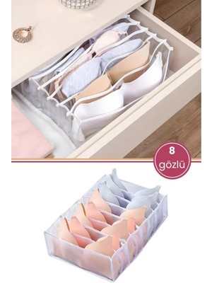 Mikasso Sütyen Düzenleyici 8 Bölmeli, Iç Çamaşırı Sütyen Çorap Katlanabilir Dolap ve Çekmece Içi Organizer P