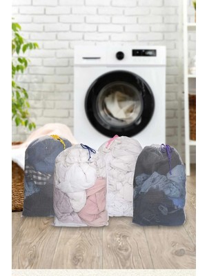 Mikasso 4 Adet Lux Renkli Iplikli Çamaşır Yıkama Filesi 40X60 cm Tr