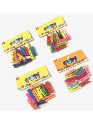 Mikasso Ahşap Büyük Mandal Renkli 3.5cm 48'li Kahverengi