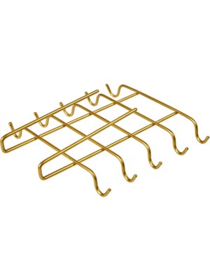 Mikasso Gold 10'lu Dolap ve Raf Altı Portatif Bardak Askılığı, Kupa, Fincan Düzenleyici - Metal Paslanmaz Me